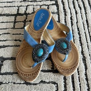 Size 7 blue hand crafted sandals 👡